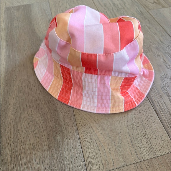 Target Girls Bucket Hat Pink Stripe Multicolor Cotton Cap - Picture 1 of 2